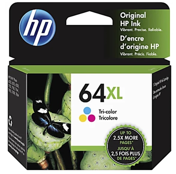 HP 64XL High-Yield Tri-Color Ink Cartridge_N9J91AN